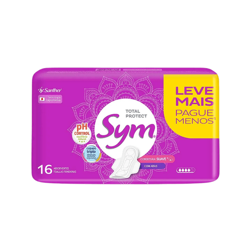 Absorvente Cobertura Suave com Abas Leve 16 Pague 14 Sym