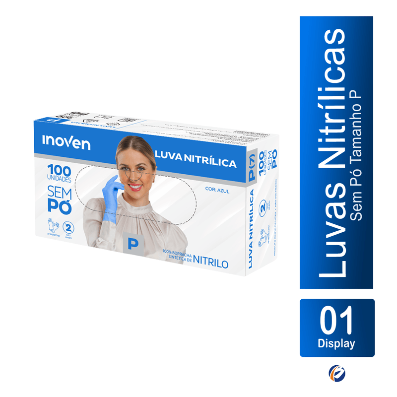 Luva Nitrilica Sem Po Tamanho P Azul com 100 unidades Inoven 103390.png