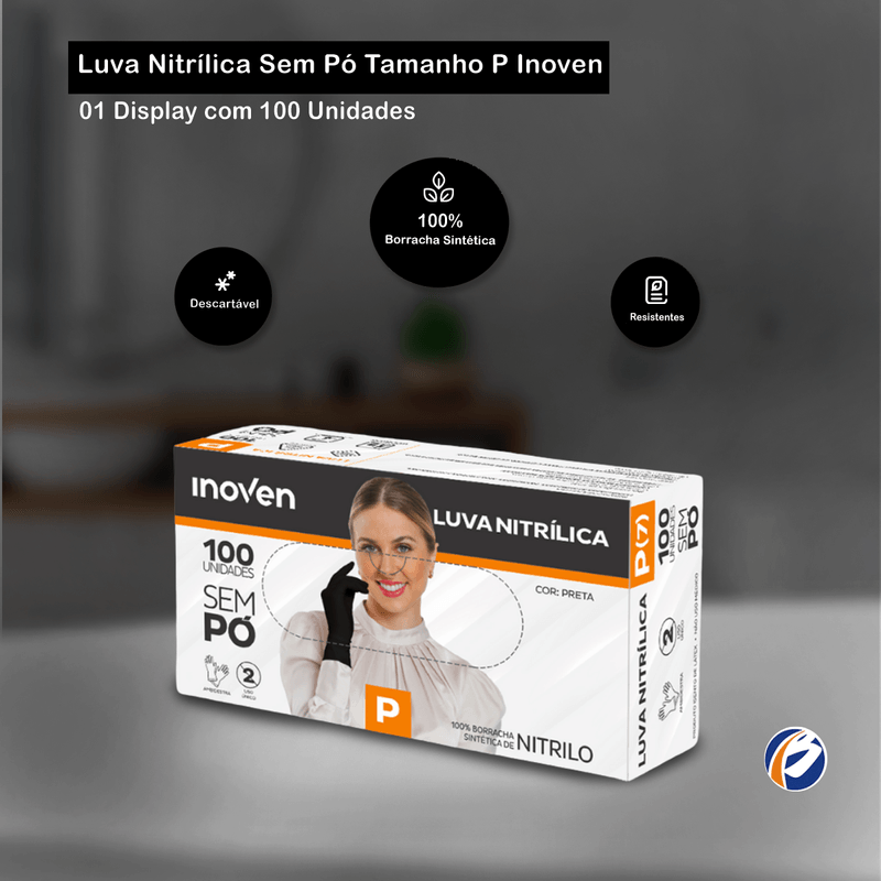 Luva Nitrilica Sem Po Transparente Tamanho P com 100 unidades Inoven 103394.png