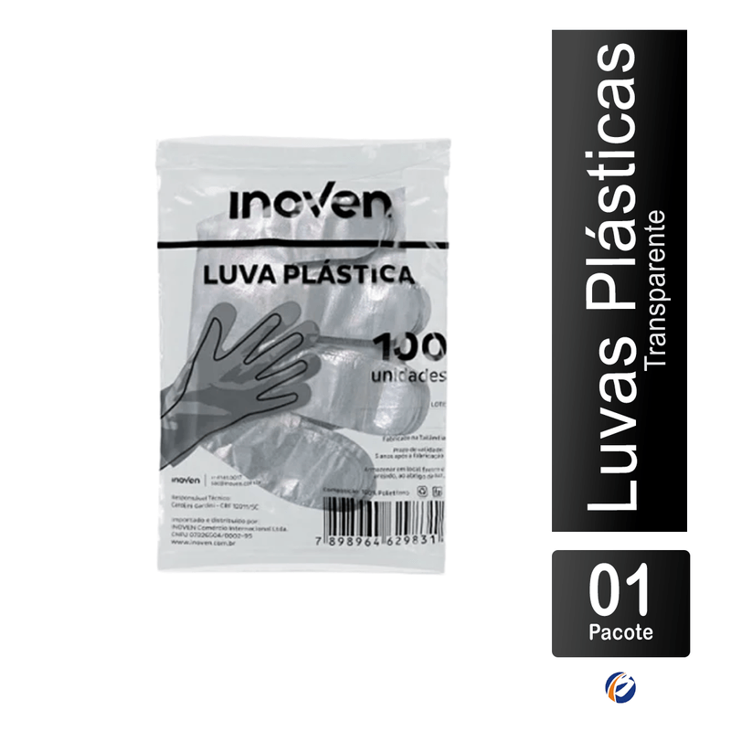 Luva Plastica Transparente com 100 Unidades Inoven 103397.png