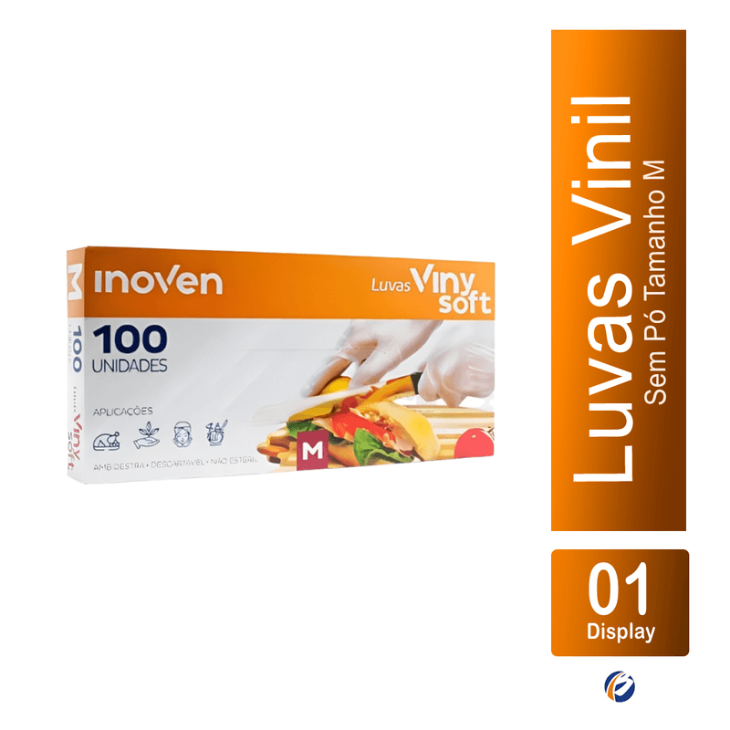 Luva ViniSoft Sem Po Tamanho M com 100 unidades Inoven 103406.png