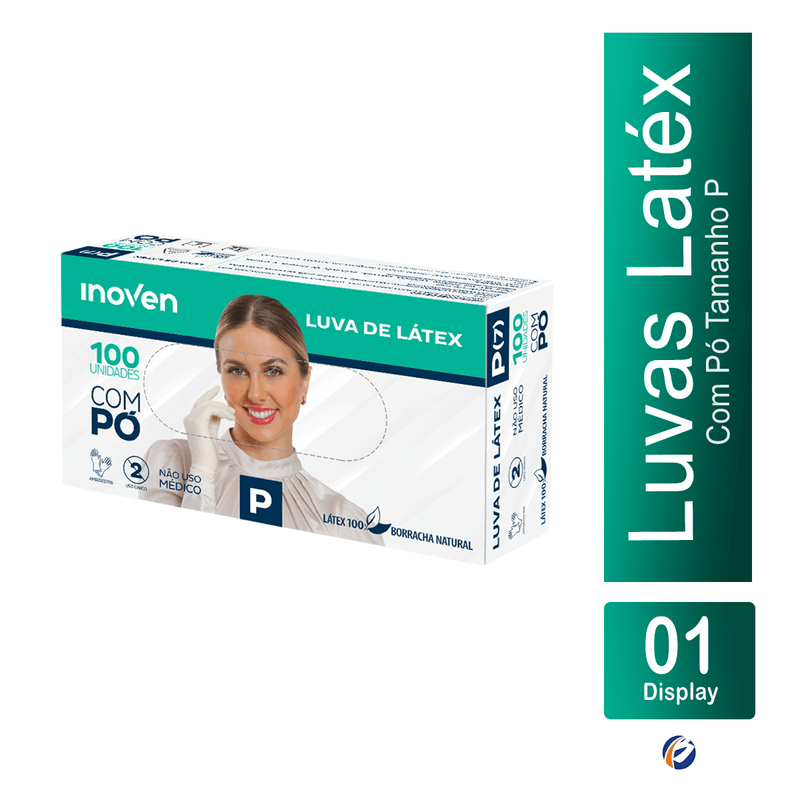 Luva Latex Com Po Tamanho P Transparente com 100 unidades Inoven 103412.png