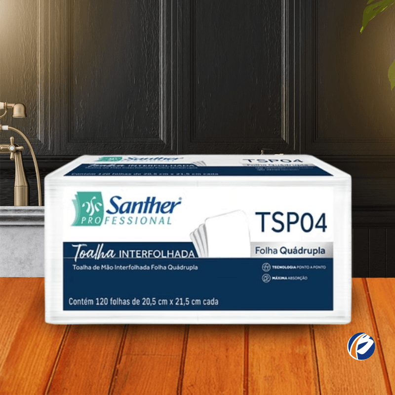 Papel Toalha Folhas Quadruplas TSP04 com 120 Folhas Santher 101246.png