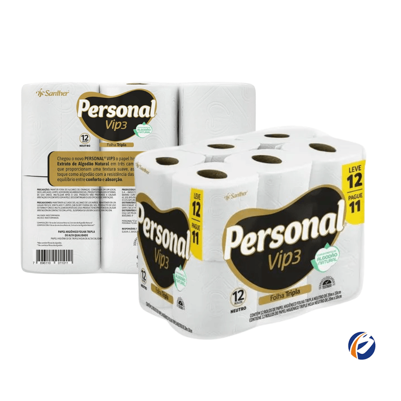Papel Higienico Folha Tripla com Extrato de Algodao Leve 12 Pague 11 Personal Vip 103473.png