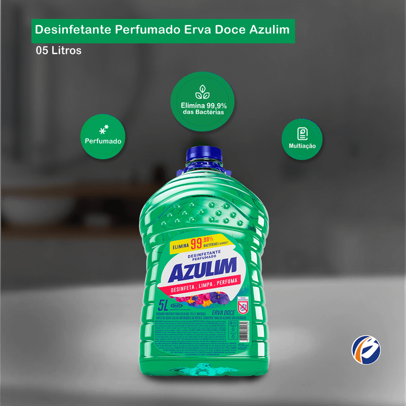 Desinfetante Limpeza Perfumada Erva Doce 5L Azulim 105668.png