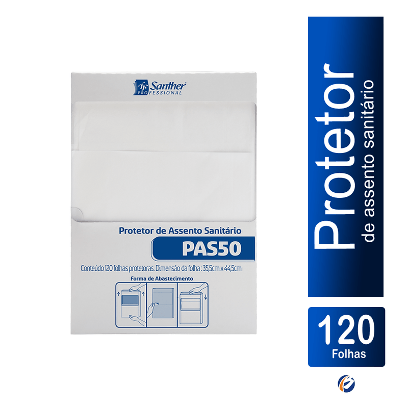 Protetor de Assento Sanitario Higienico e Descartavel com 120 Folhas Santher 105639.png