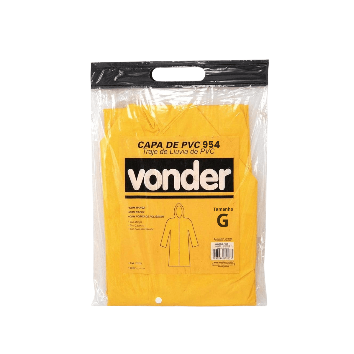 Capa de Chuva de PVC 954 Tamanho G com Forro Vonder