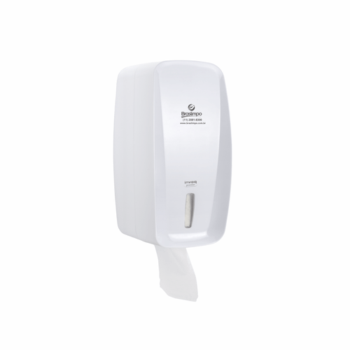 Dispenser Higiênico Interfolhado Cai Cai Branco Invoq Premisse com Logo Braslimpo