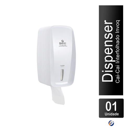 Dispenser Higiênico Interfolhado Cai Cai Branco Invoq Premisse com Logo Braslimpo