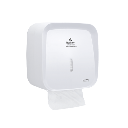 Dispenser Toalheiro Interfolha Branco Invoq Premisse com Logo Braslimpo