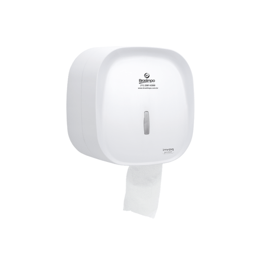 Dispenser Rolão 300m Branco Invoq Premisse com Logo Braslimpo