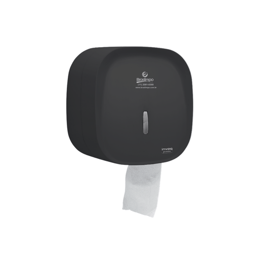 Dispenser Rolão 300m Preto Invoq Premisse com Logo Braslimpo