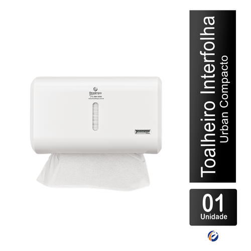 Toalheiro Interfolha Branco Compacto Urban Premisse com Logo Braslimpo
