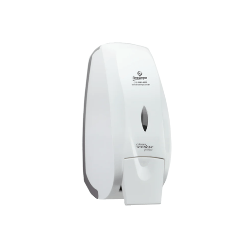 Dispenser de Sabonete com Reservatório 800ml Branco Velox Premisse com Logo Braslimpo