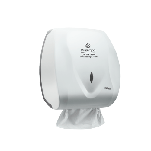 Dispenser para Papel Interfolha Branco Velox Premisse com Logo Braslimpo