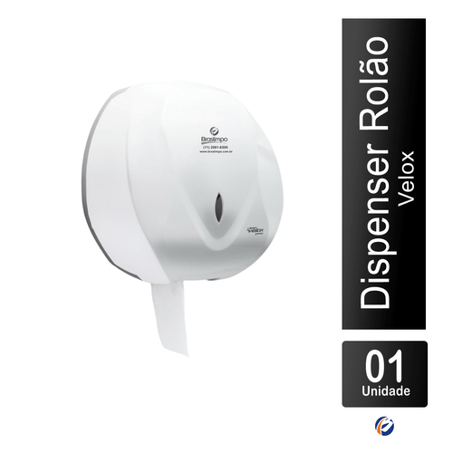 Dispenser Suporte Rolão 300/500m Velox Premisse com Logo Braslimpo