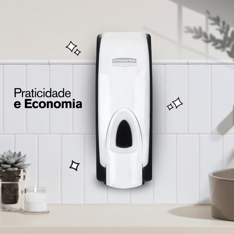 Dispenser para Alcool Preto e Branco Kimberly 105748.png