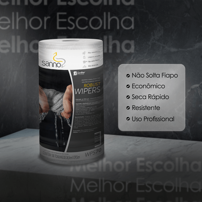 Pano Multiuso Wiper WPS70 Profissional com 100un Sanno 102638.png