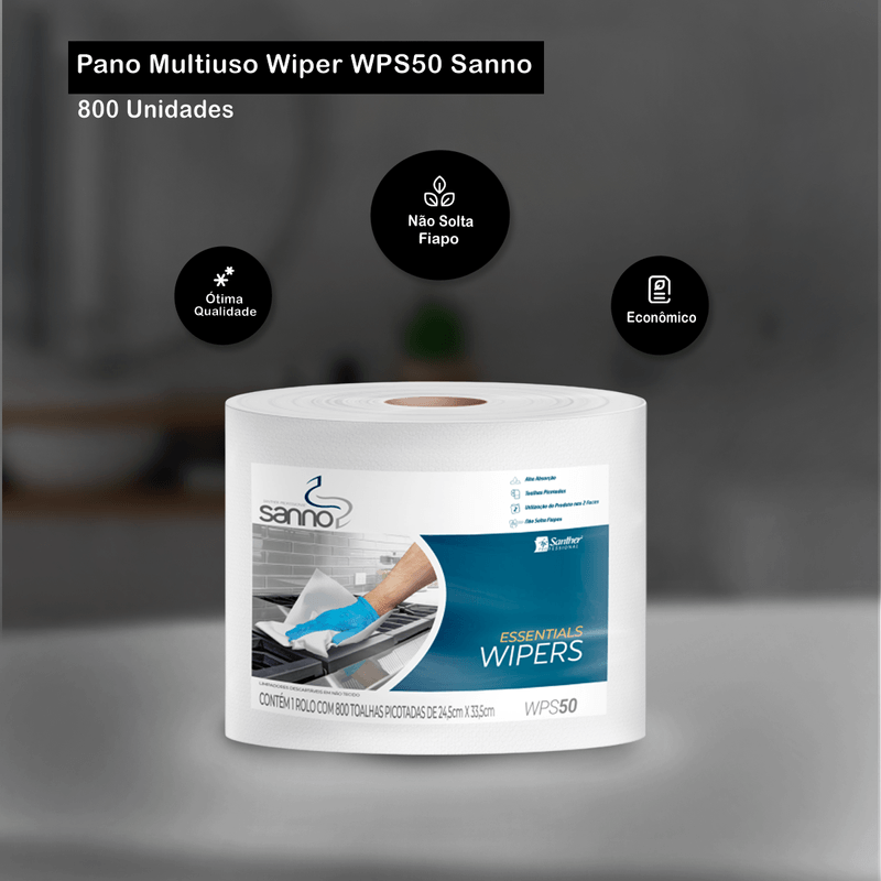 Pano Multiuso Wiper WPS50 Alta Absorcao com 800un Sanno 105096.png
