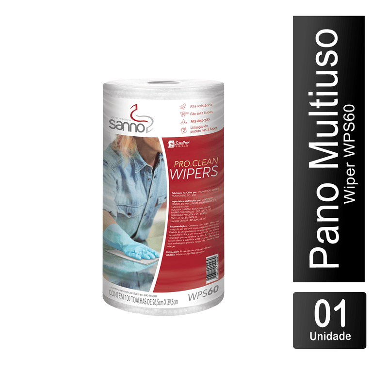 Pano Multiuso Limpeza Wiper WPS60 com 100un Sanno 107259.png