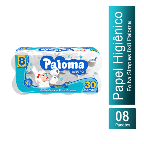 Papel Higiênico Folha Simples Fardo 8x8 Paloma
