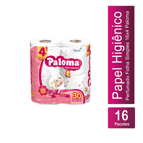 Papel Higiênico Folha Simples Perfumado Fardo 16x4 Paloma