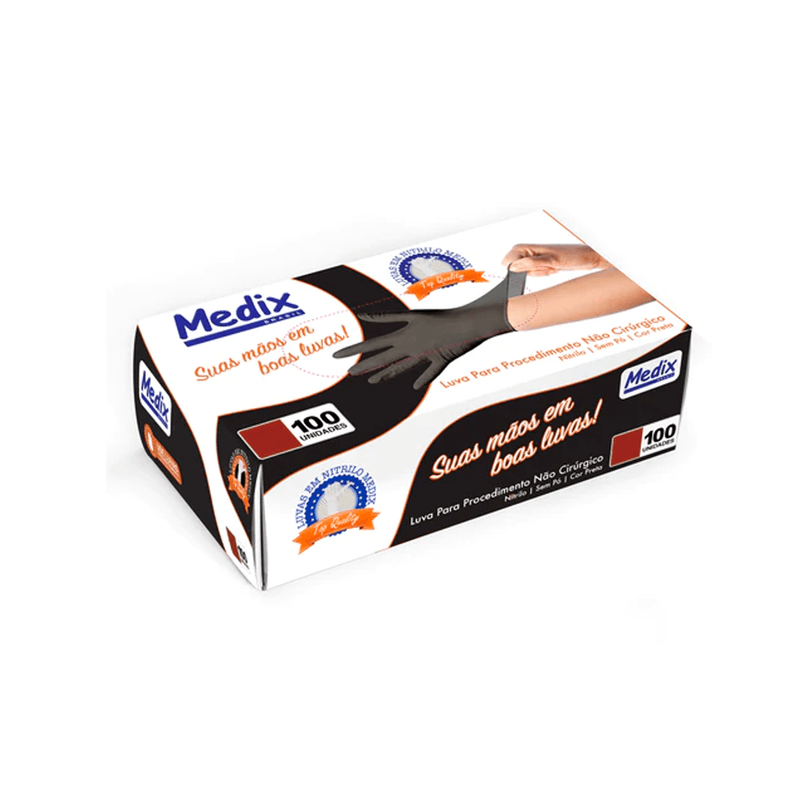 Luva Descartavel Nitrilica sem Po Preta G CA 38644 com 100 unidades Medix 105120.png