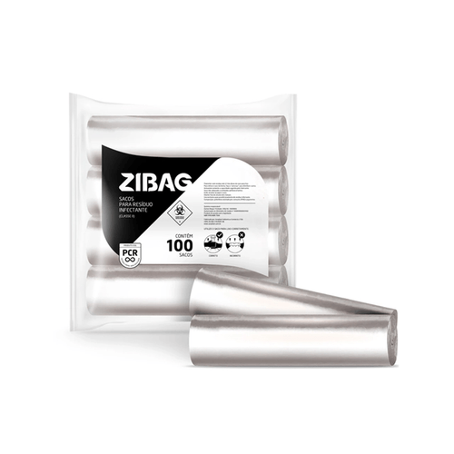 Saco para Lixo Branco Infectante 100L Super Reforcado com 100 unidades Zibag