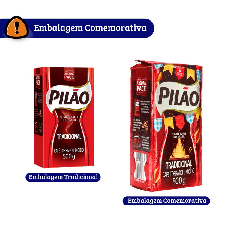 Embalagem Comemorativa Cafe a Vacuo Moido Tradicional 500g Pilao 111280