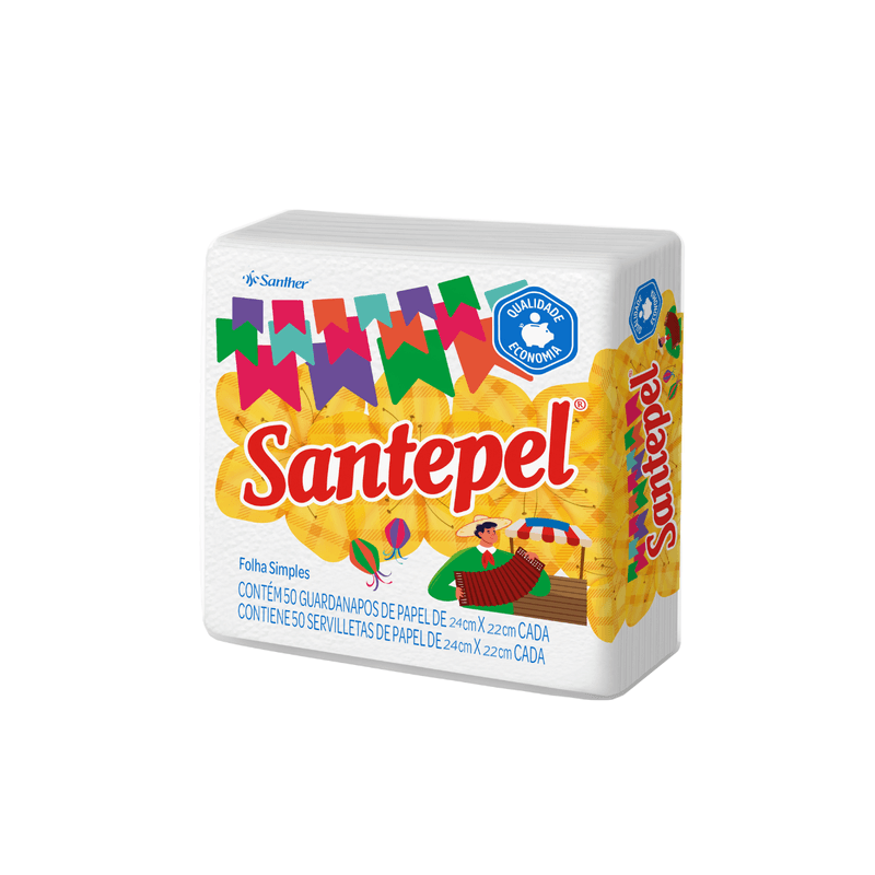 Guardanapo Pequeno Folha Simples  24x22 50 Unidades Santepel 101187