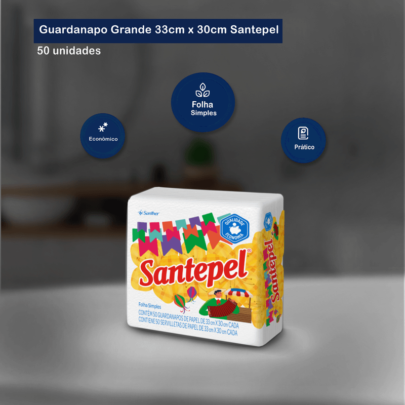Embalagem Comemorativa Guardanapo Folha Simples  50 Unidades Santepel 101186