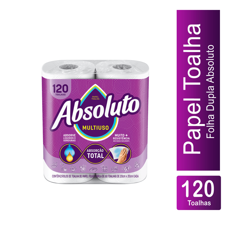 Papel Toalha Absorvente Folha Dupla 2x60 Absoluto 106407