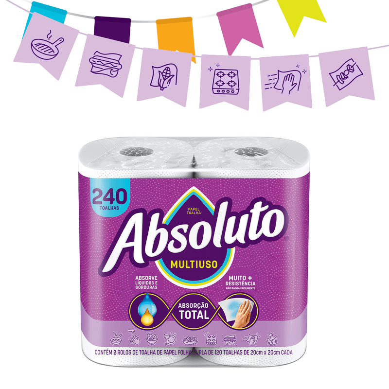 Papel Toalha Folha Dupla com 120 Toalhas Absoluto 106408