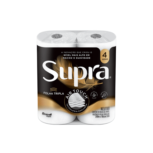 Papel Higiênico Folha Tripla 20m com 04 Rolos Supra