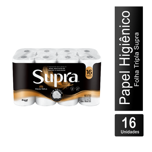 Papel Higiênico Folha Tripla 20m com 16 Rolos Supra