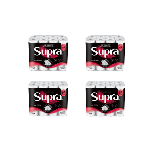 Papel Higiênico Folha Dupla 30m Fardo 4x24 Supra