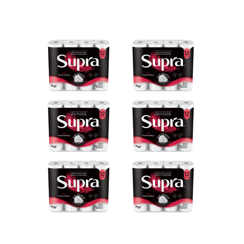 Papel Higiênico Folha Dupla 30m Fardo 6x12 Supra