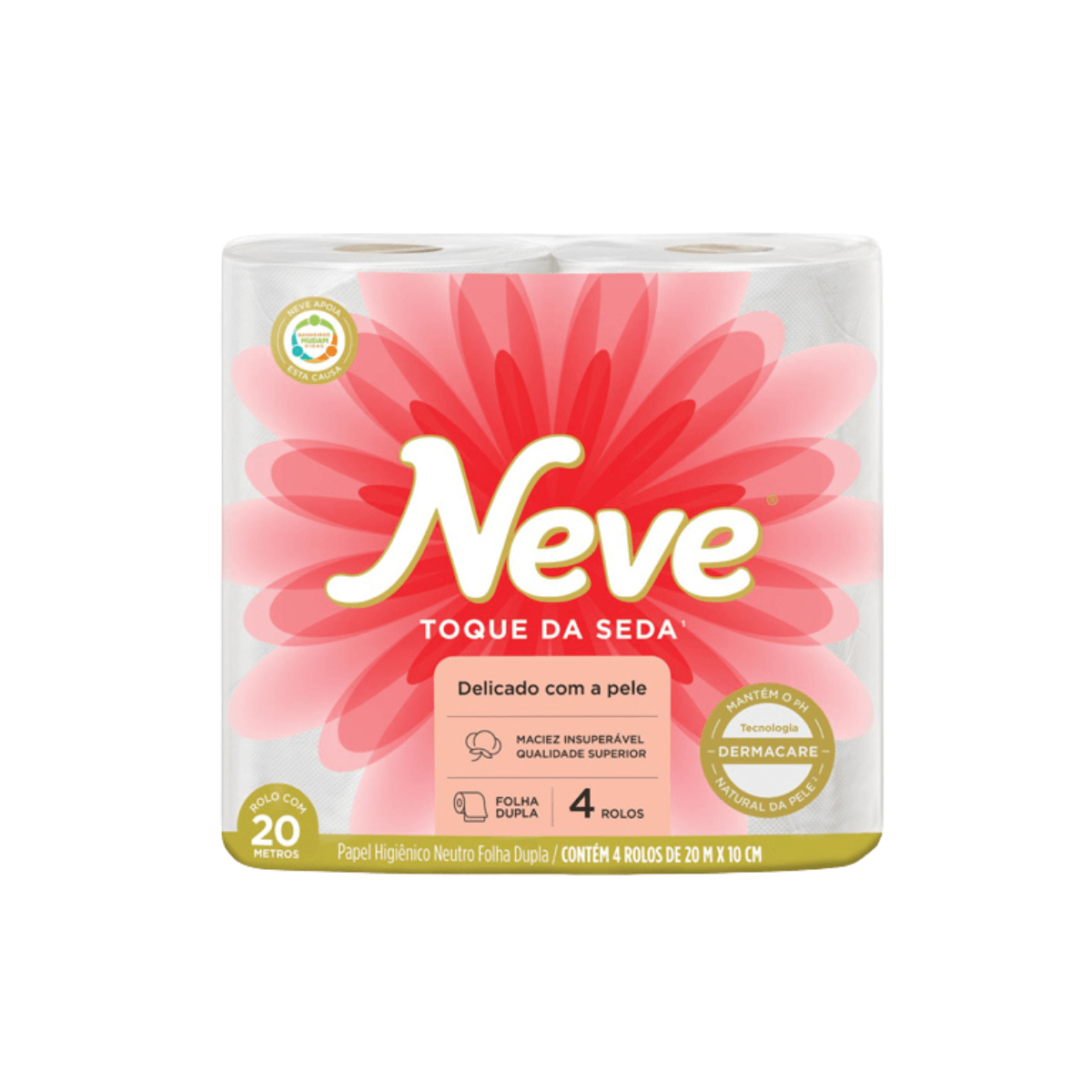 Papel Higiênico Folha Dupla 20m com 4 Rolos Neve