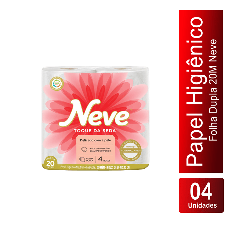 Papel Higienico Toque de Seda Folha Dupla com 4 unidades Neve 103028