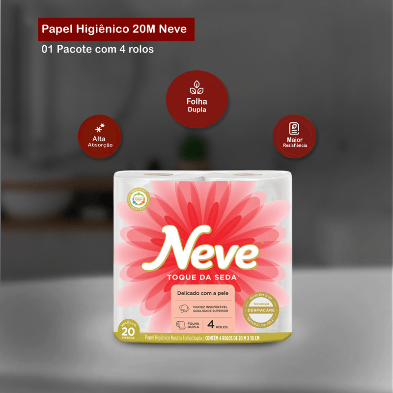 Papel Higienico Dermacare Folha Dupla com 4 unidades Neve 103028