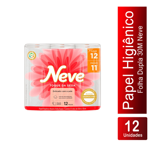 Papel Higiênico Folha Dupla 30m Leve 12 e Pague 11 Neve