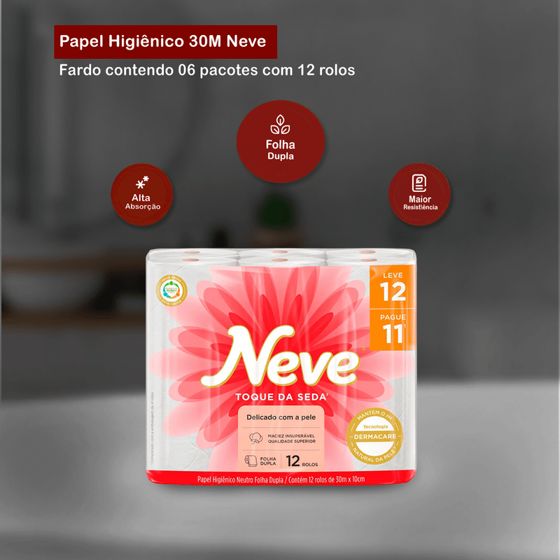 Papel Higienico Dermacare Folha Dupla com 12 unidades Neve 105539