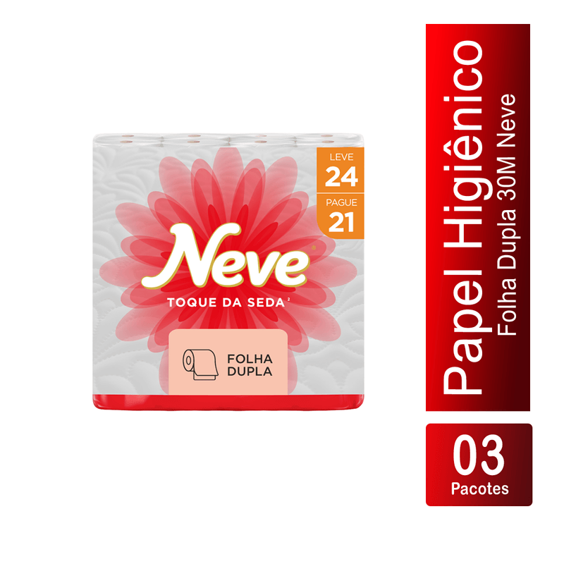 Papel Higienico Toque de Seda Folha Dupla com 24 unidades Neve 105524