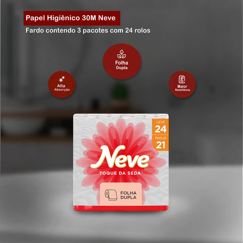 Papel Higienico Dermacare Folha Dupla com 24 unidades Neve 105524