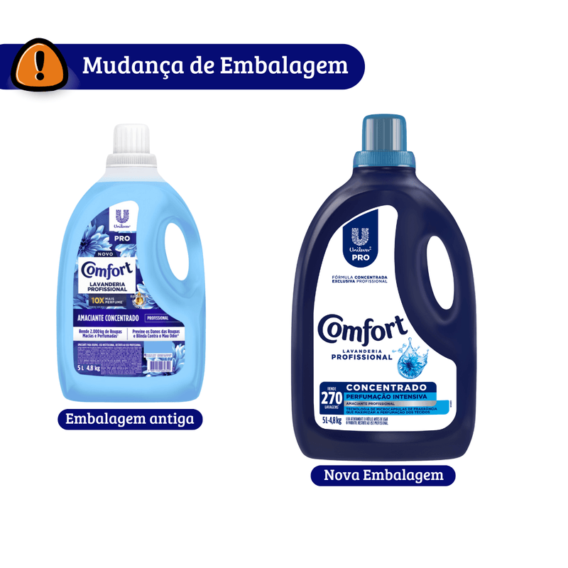 Mudanca de Embalagem Amaciante Concentrado Lavanderia Profissional 5L Comfort 105357