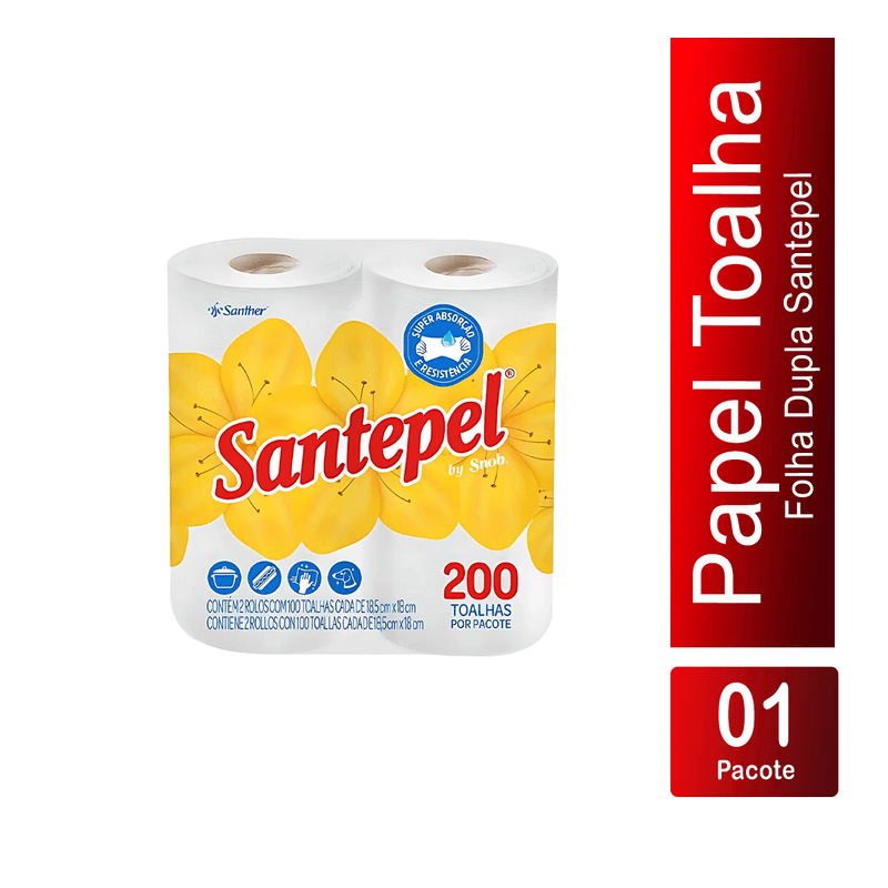 Papel Toalha Alta Absorcao Branca Lisa com 2 Rolos Snob 103359