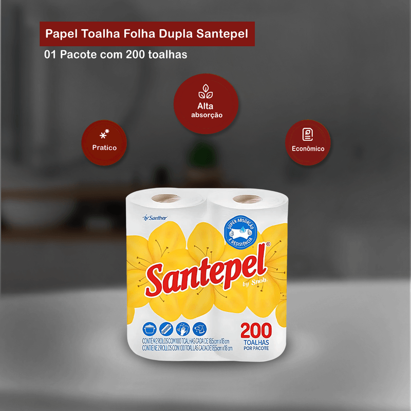 Papel Toalha Alta Absorcao Branca Lisa com 2 Rolos Snob 103359 -2-