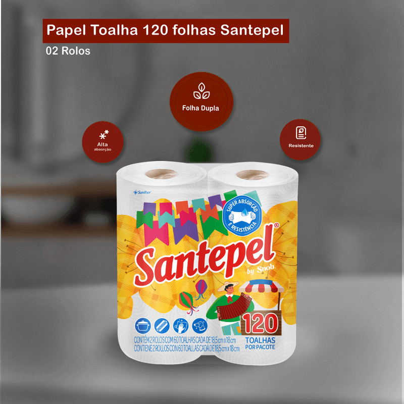 Embalagem Comemorativa Papel Toalha 120 Folhas Dupla Santepel 103468