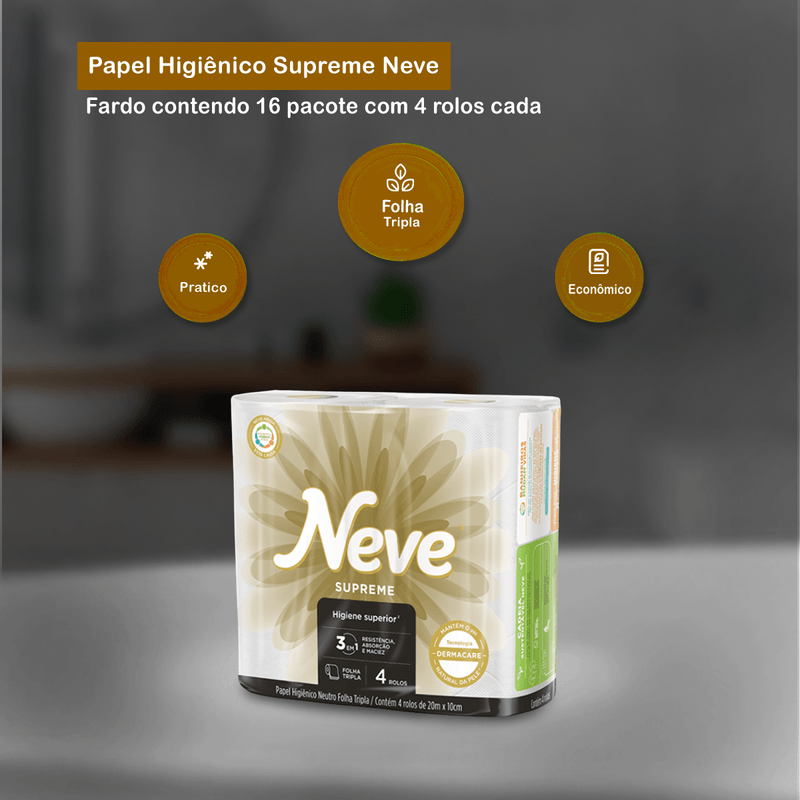 Papel Folha Tripla Supreme com 4 Rolos Neve 102458