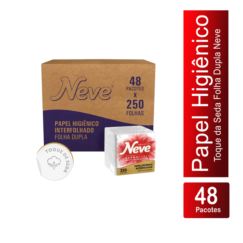 Papel Interfolhado Folha Dupla Macio com 250 unidades Neve 102045
